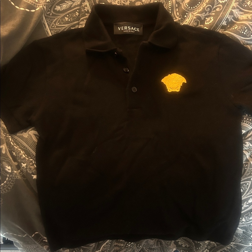 Versace Black Polo with Gold Emblem